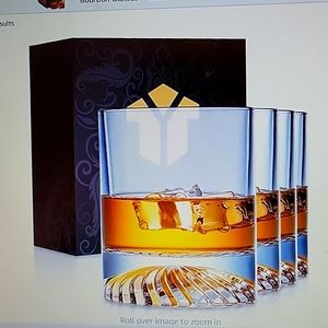 Opayly whiskey old fashioned rocks bourbon scotch glasses set of 4 12 oz…NEW